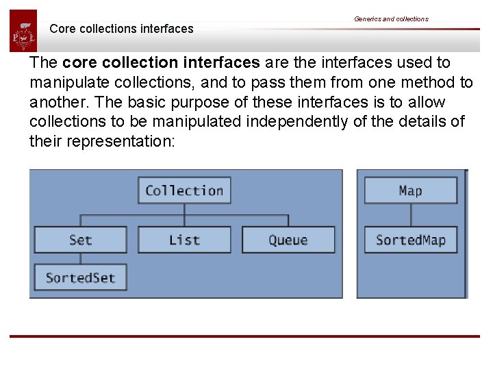 Core collections interfaces Generics and collections The core collection interfaces are the interfaces used