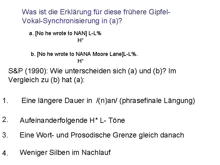 Was ist die Erklärung für diese frühere Gipfel. Vokal-Synchronisierung in (a)? a. [No he