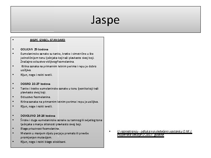 Jaspe • • • • JASPE IZABEL- STANDARD ODLICAN 29 bodova Eumelaninske oznake su