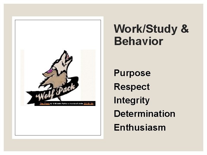 Work/Study & Behavior This Photo by Unknown Author is licensed under CC BY-SA Purpose