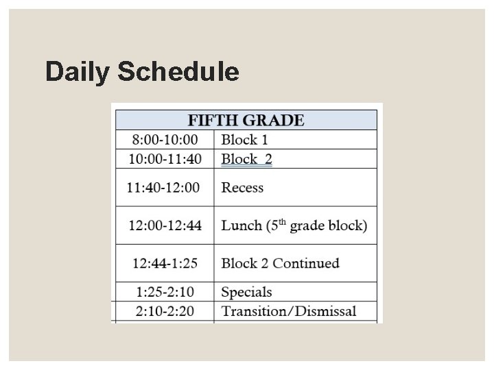 Daily Schedule 