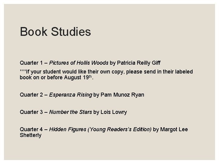 Book Studies Quarter 1 – Pictures of Hollis Woods by Patricia Reilly Giff ***If