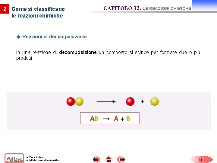 2 Come si classificano le reazioni chimiche CAPITOLO 12. LE REAZIONI CHIMICHE u Reazioni