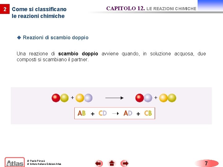 2 Come si classificano le reazioni chimiche CAPITOLO 12. LE REAZIONI CHIMICHE u Reazioni