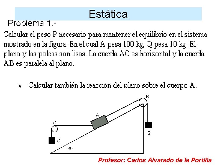 Problema 1. - Estática Profesor: Carlos Alvarado de la Portilla 