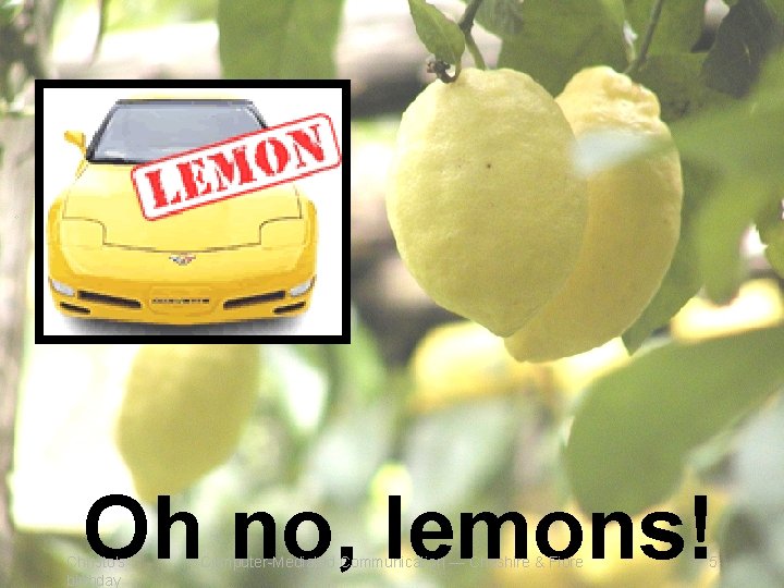 Oh no, lemons! Christo's birthday Computer-Mediated Communication — Cheshire & Fiore 5 