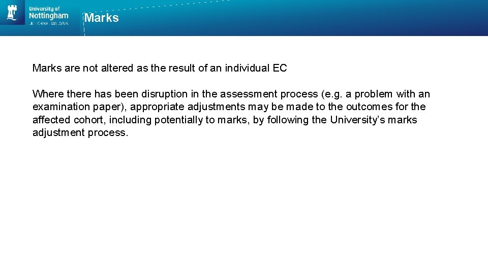 Marks are not altered as the result of an individual EC Where there has