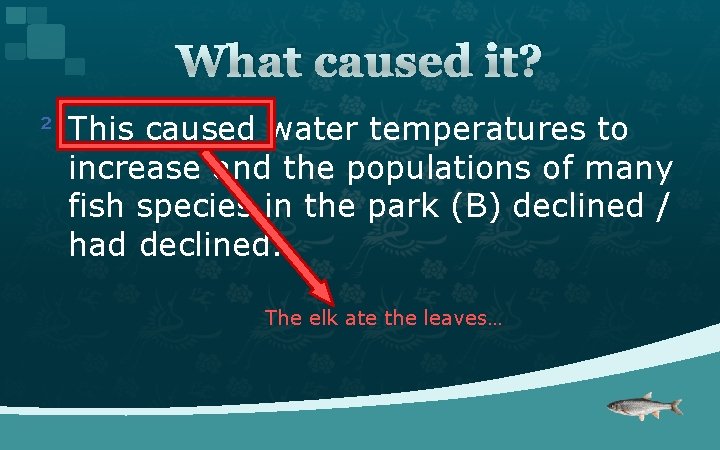 What caused it? ² This caused water temperatures to increase and the populations of