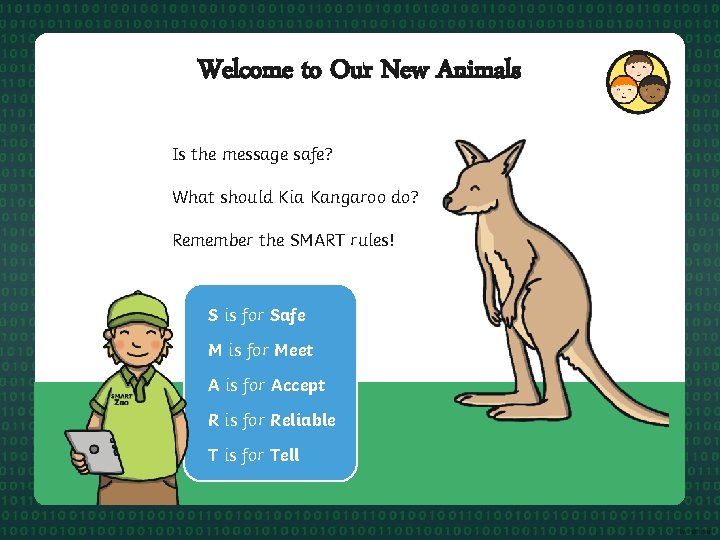 Welcome to Our New Animals Is the message safe? What should Kia Kangaroo do?