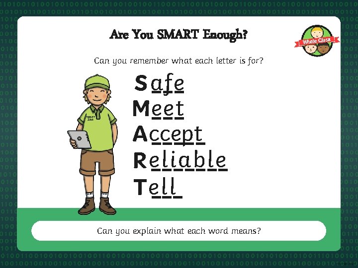 Are You SMART Enough? Can you remember what each letter is for? S afe