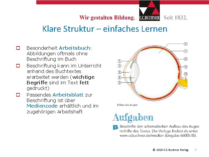 Klare Struktur – einfaches Lernen o o o Besonderheit Arbeitsbuch: Abbildungen oftmals ohne Beschriftung