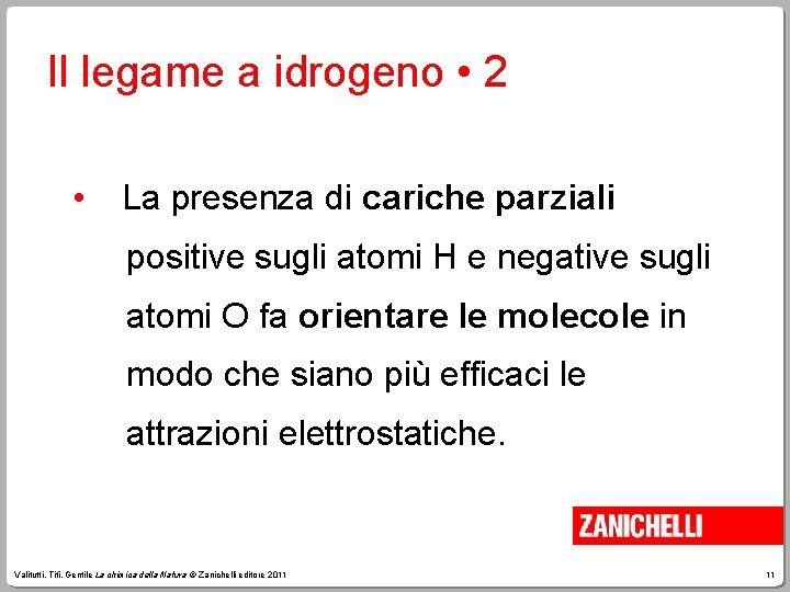 Il legame a idrogeno • 2 • La presenza di cariche parziali positive sugli