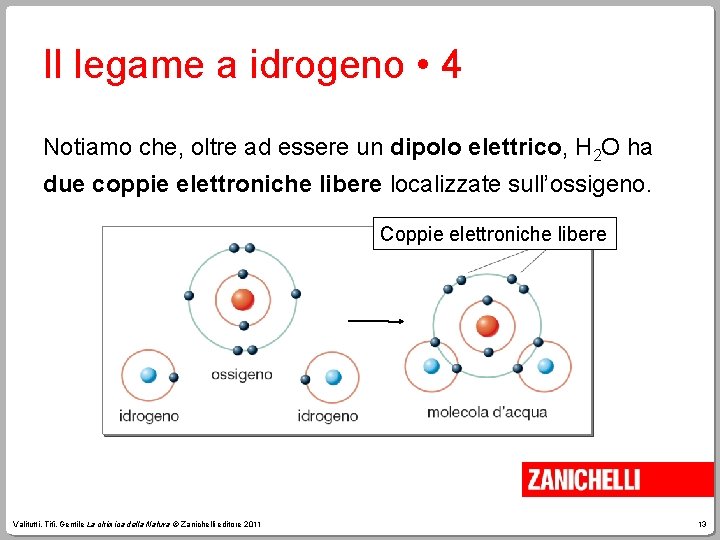 Il legame a idrogeno • 4 Notiamo che, oltre ad essere un dipolo elettrico,