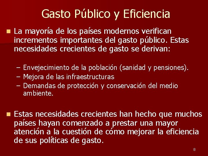 TEMA 5 ANLISIS DEL GASTO PBLICO Prof Roberto