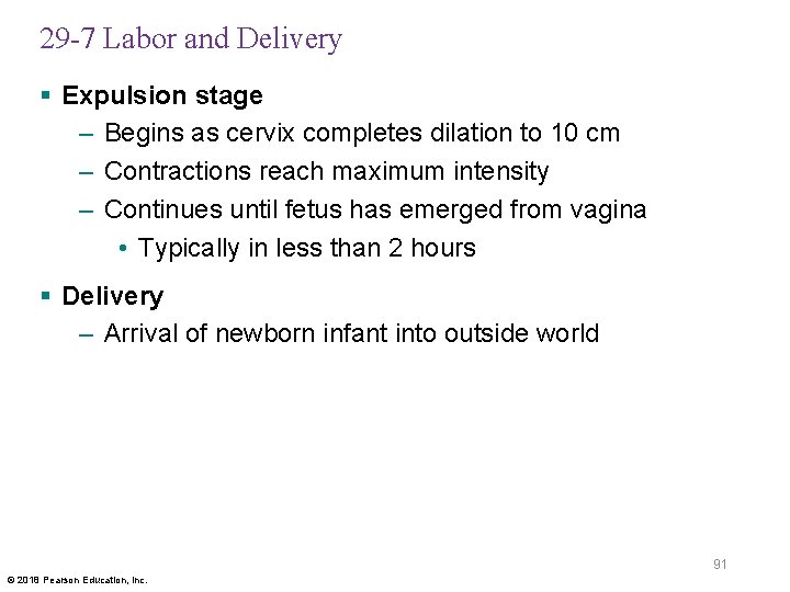 29 -7 Labor and Delivery § Expulsion stage – Begins as cervix completes dilation