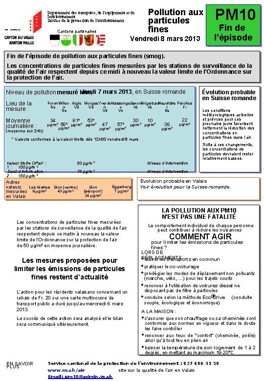 Département des transports, de l'équipement et de l'environnement Service de la protection de l’environnement