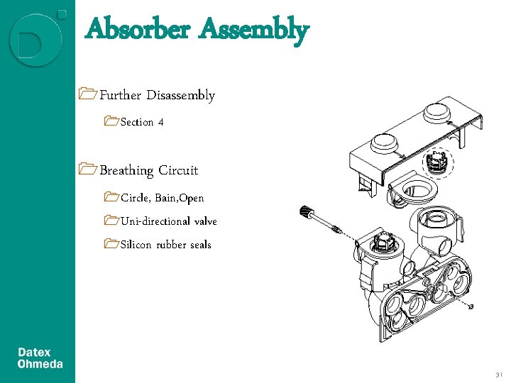 Absorber Assembly 1 Further Disassembly 1 Section 4 1 Breathing Circuit 1 Circle, Bain, Absorber Assembly 1 Further Disassembly 1 Section 4 1 Breathing Circuit 1 Circle, Bain,