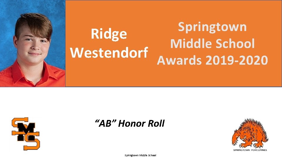 Springtown Ridge Middle School Westendorf Awards 2019 -2020 “AB” Honor Roll Springtown Middle School