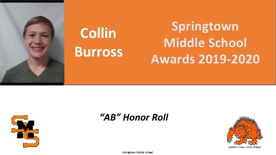 No Picture Available Collin Burross Springtown Middle School Awards 2019 -2020 “AB” Honor Roll