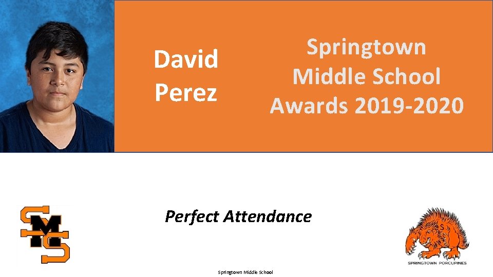 David Perez Springtown Middle School Awards 2019 -2020 Perfect Attendance Springtown Middle School 