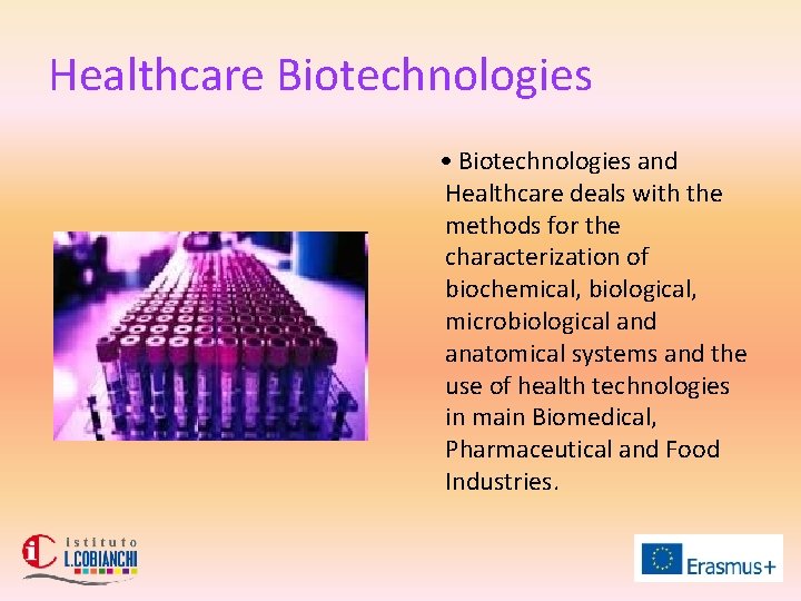 Healthcare Biotechnologies • Biotechnologies and Healthcare deals with the methods for the characterization of