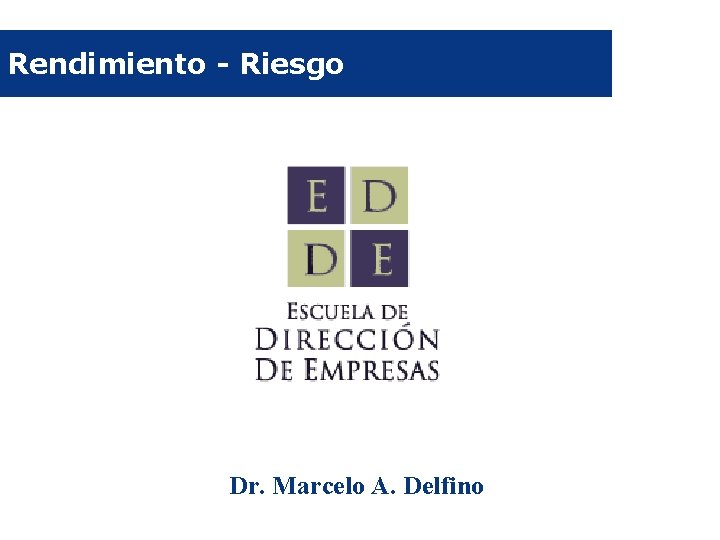 Rendimiento - Riesgo Dr. Marcelo A. Delfino 