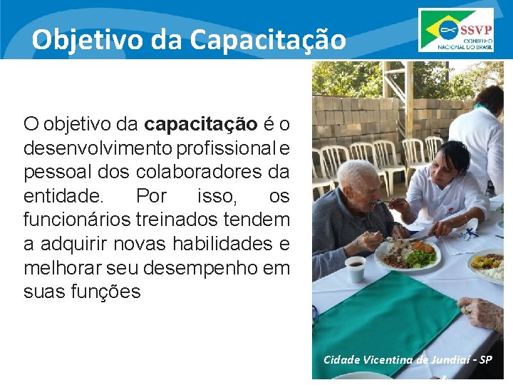 Objetivo da Capacitação O objetivo da capacitação é o desenvolvimento profissional e pessoal dos