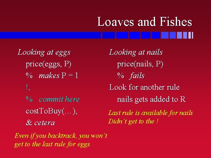 Loaves and Fishes Looking at eggs price(eggs, P) % makes P = 1 !,