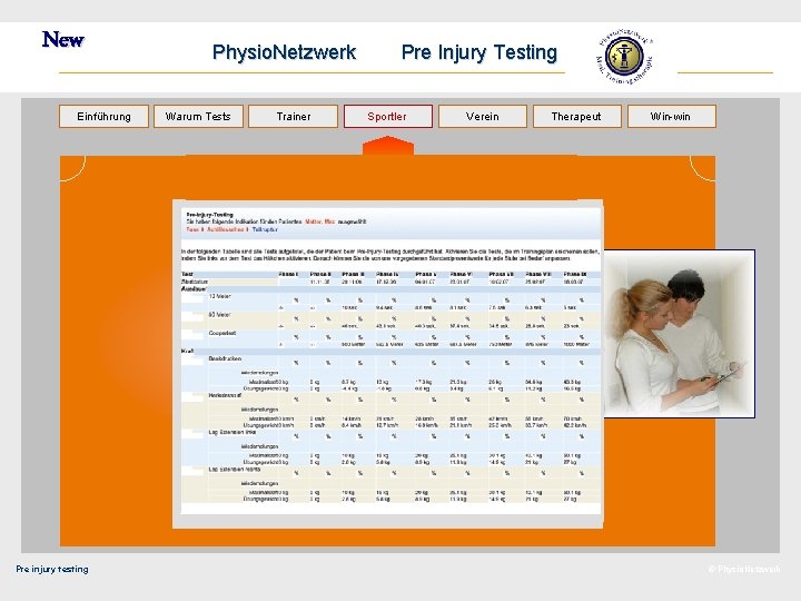 New Einführung Physio. Netzwerk Warum Tests Trainer Pre Injury Testing Sportler Verein Therapeut Win-win