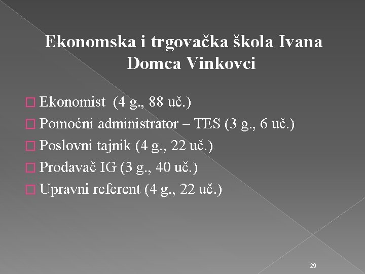 Ekonomska i trgovačka škola Ivana Domca Vinkovci � Ekonomist (4 g. , 88 uč.