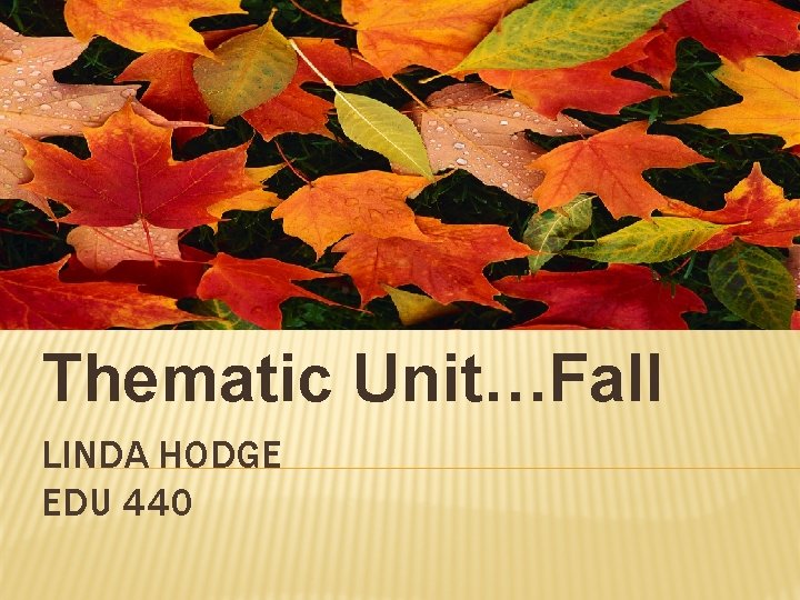 Thematic Unit…Fall LINDA HODGE EDU 440 