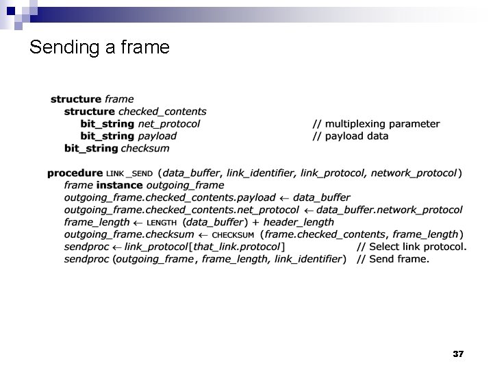 Sending a frame 37 