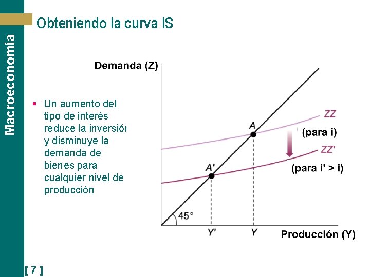 Macroeconomía Obteniendo la curva IS § Un aumento del tipo de interés reduce la