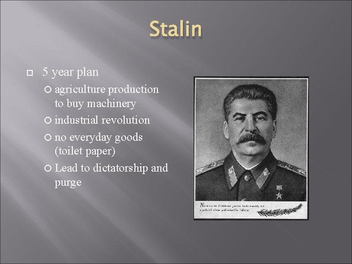 Stalin 5 year plan agriculture production to buy machinery industrial revolution no everyday goods