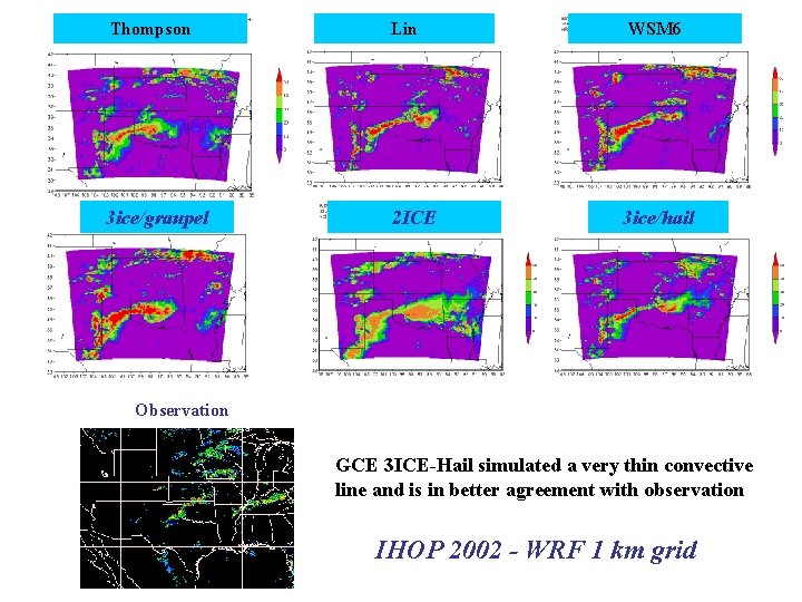Thompson Lin 3 ice/graupel 2 ICE WSM 6 3 ice/hail Observation GCE 3 ICE-Hail
