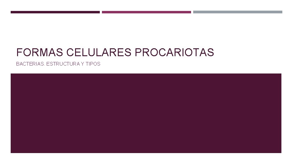 FORMAS CELULARES PROCARIOTAS BACTERIAS. ESTRUCTURA Y TIPOS 