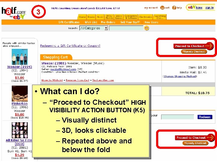 3 • What can I do? – “Proceed to Checkout” HIGH VISIBILITY ACTION BUTTON