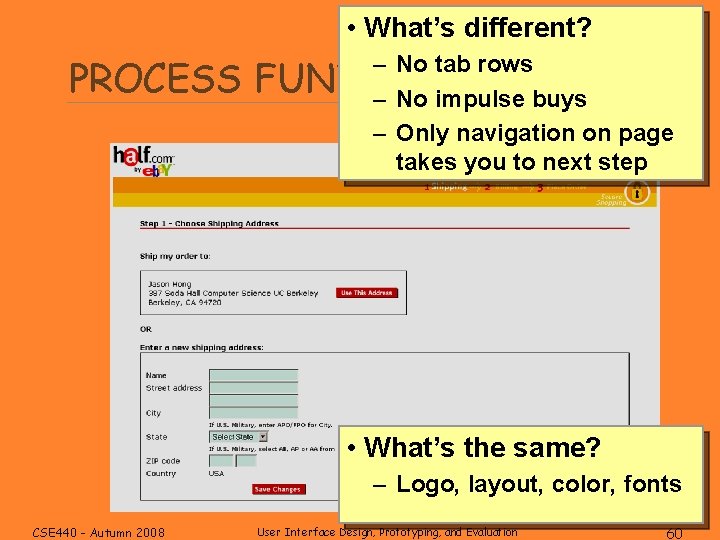  • What’s different? PROCESS – No tab rows FUNNEL (H 1) – No