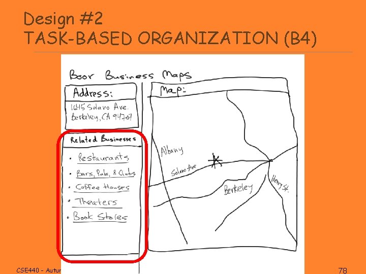 Design #2 TASK-BASED ORGANIZATION (B 4) CSE 440 - Autumn 2008 User Interface Design,
