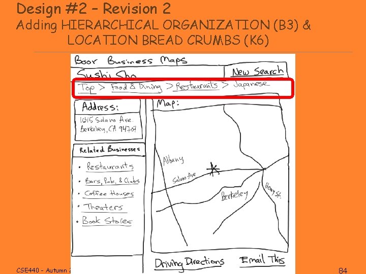 Design #2 – Revision 2 Adding HIERARCHICAL ORGANIZATION (B 3) & LOCATION BREAD CRUMBS