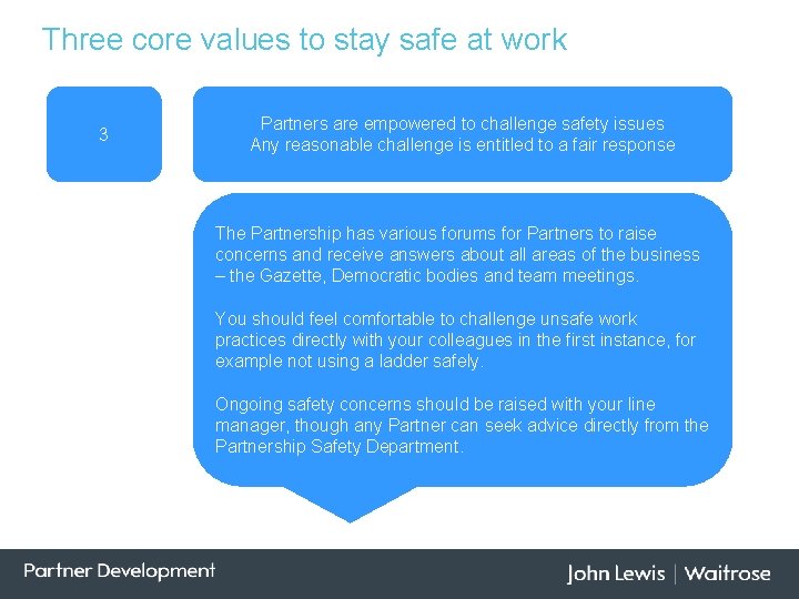 andcore Safety Law Three values to stay safe at work 3 Partners are empowered