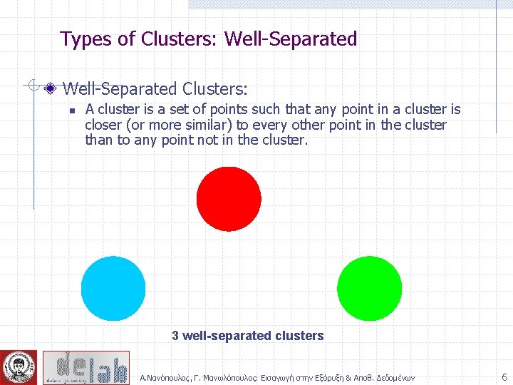 Types of Clusters: Well-Separated Clusters: n A cluster is a set of points such