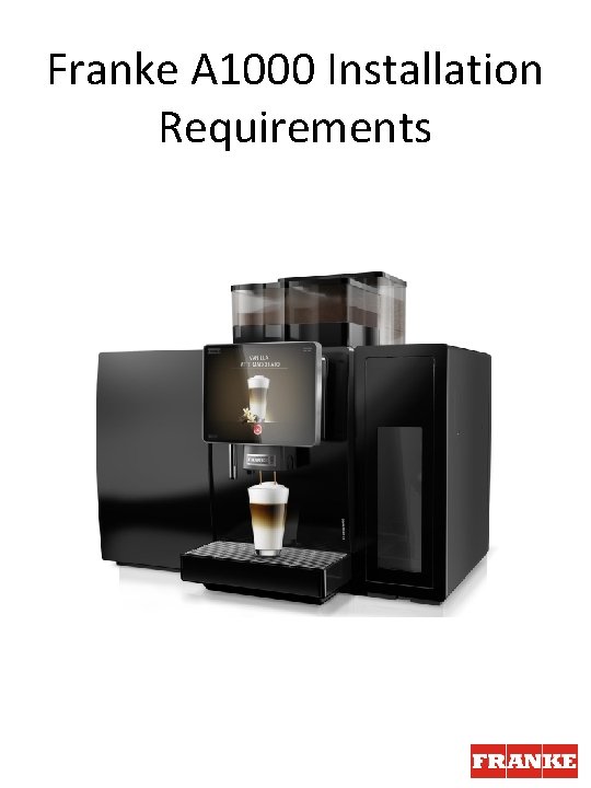 Franke A 1000 Installation Requirements PDI Menu Drinks