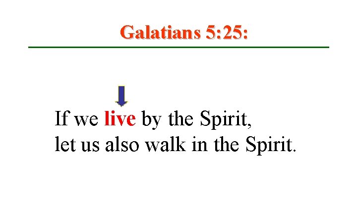 Galatians 5: 25: If we live by the Spirit, let us also walk in