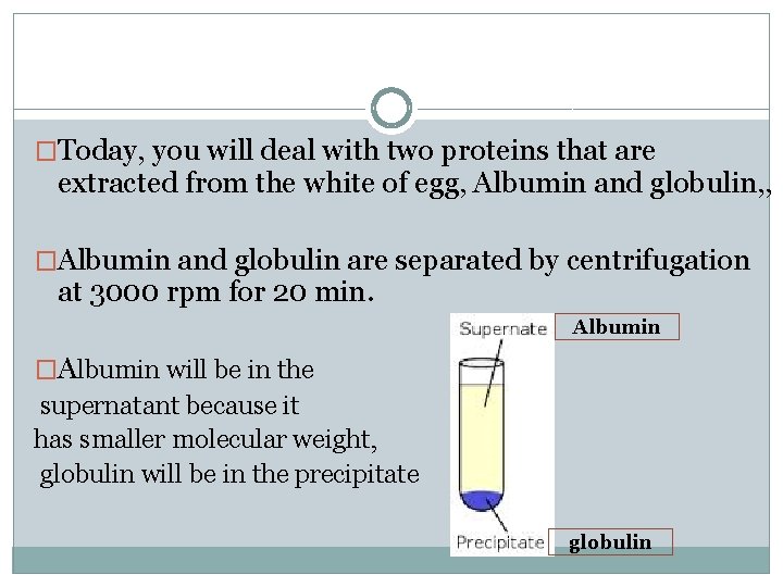 �Today, you will deal with two proteins that are extracted from the white of