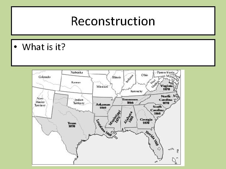 Reconstruction • What is it? 