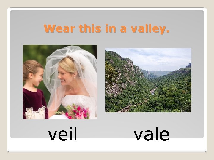 Wear this in a valley. veil vale 