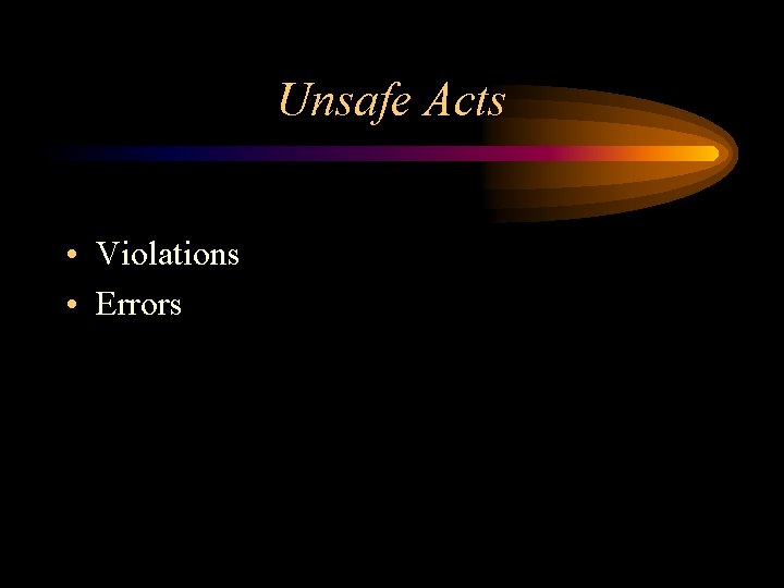 Unsafe Acts • Violations • Errors 