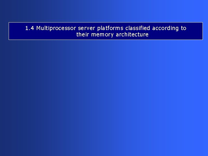 1. 4 Multiprocessor server platforms classified according to their memory architecture 