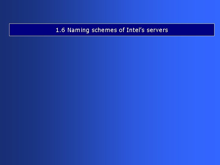 1. 6 Naming schemes of Intel’s servers 
